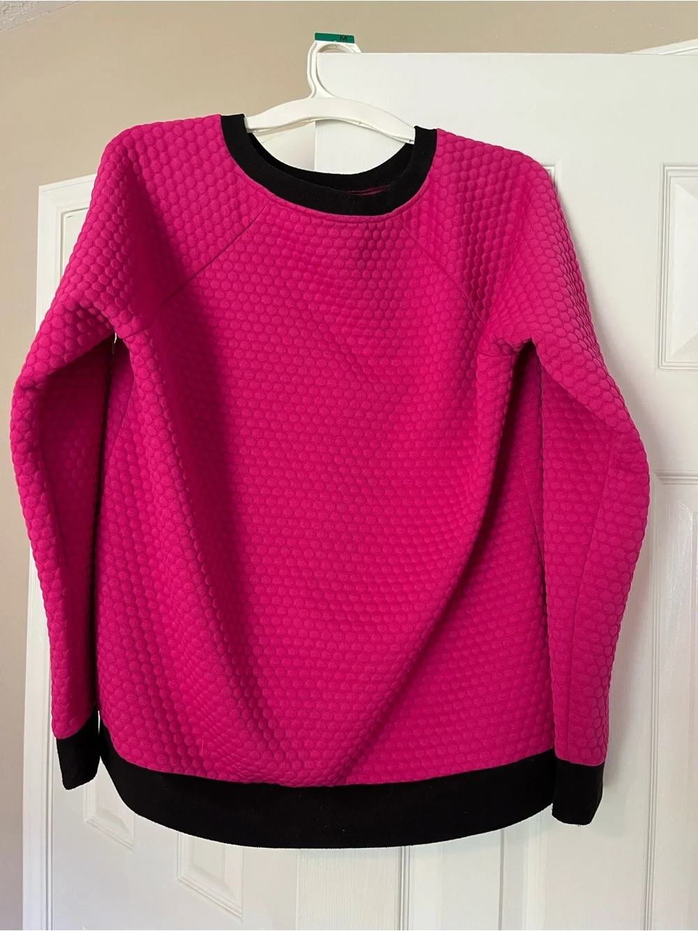Michael Kors Hot Pink Quilted Sweatshirt with Black Trim
